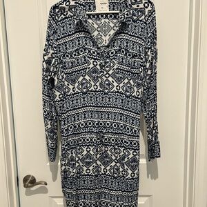 Navy Blue and White Patterned Dress by Sonoma